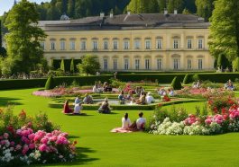 Picknick im Rosengarten des Schloss Mirabell in Salzburg