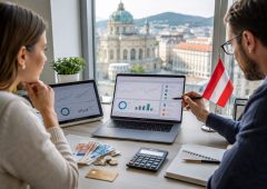 Online Broker Vergleich in Österreich (KI, Symbolbild) - Anbieter und Konditionen vergleichen