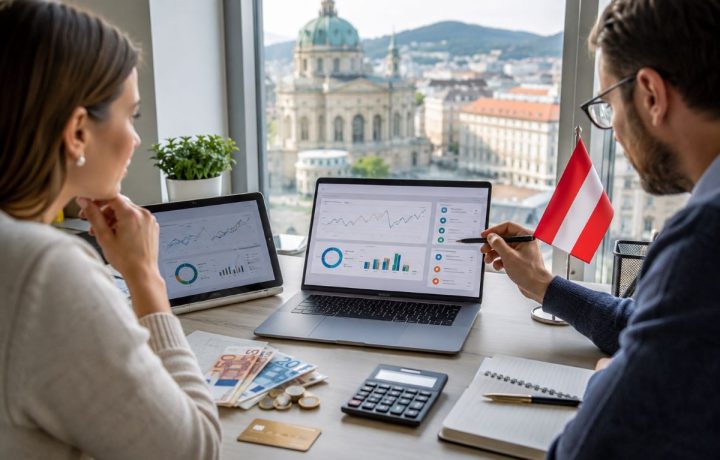 Online Broker Vergleich in Österreich (KI, Symbolbild) - Anbieter und Konditionen vergleichen