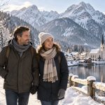 KI -Symbolbild - Winterspaziergang ohne Ski - Urlaub genießen